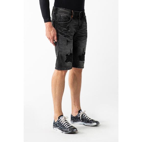 NWT Rock Revival Ryker Distressed Black Jean Shorts Mens Size 30 - Picture 3 of 9